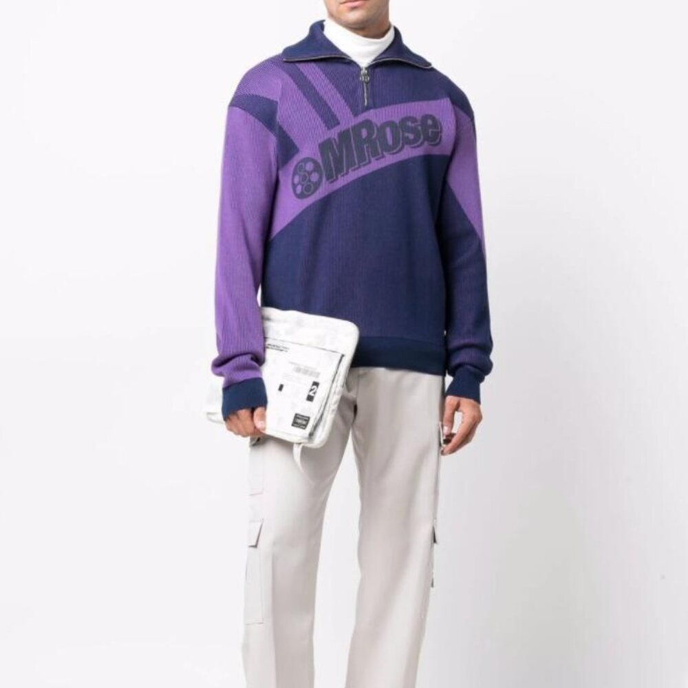 BNWT AW21 MARTINE ROSE ZIPPED LOGO KNIT SWEATER S